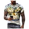 Summer Round Neck 3D Food Pattern Print Top Fashionable Casual Hip Hop Short Sleeved Men's T-shirts