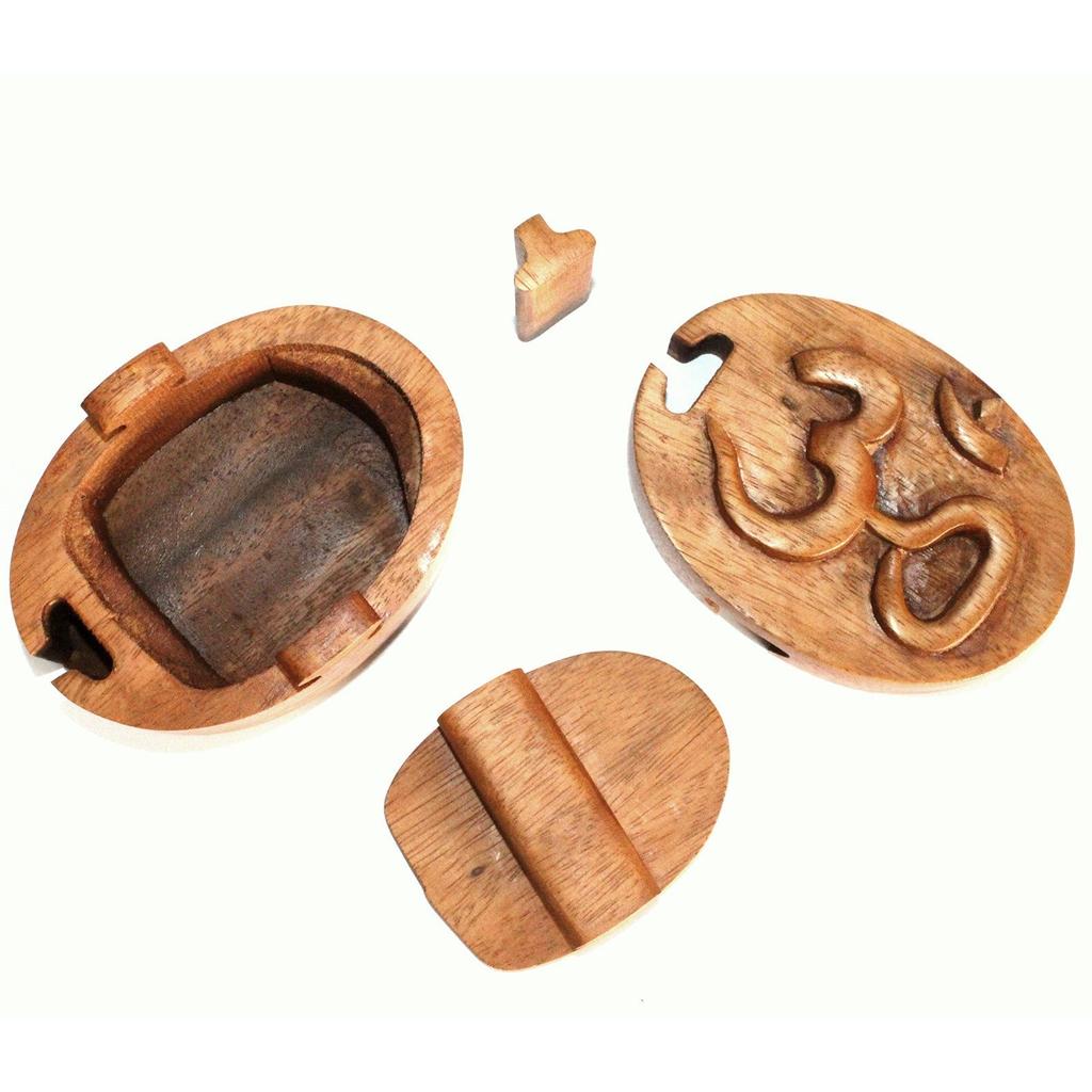 Wooden Puzzle Box - Om
