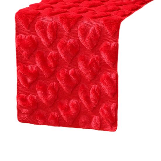 Valentine's Day Table Runner Plush Love Heart Table Runner Fuzzy Heart Romantic Table Runner for Home Dining Table Anniversary Wedding Party