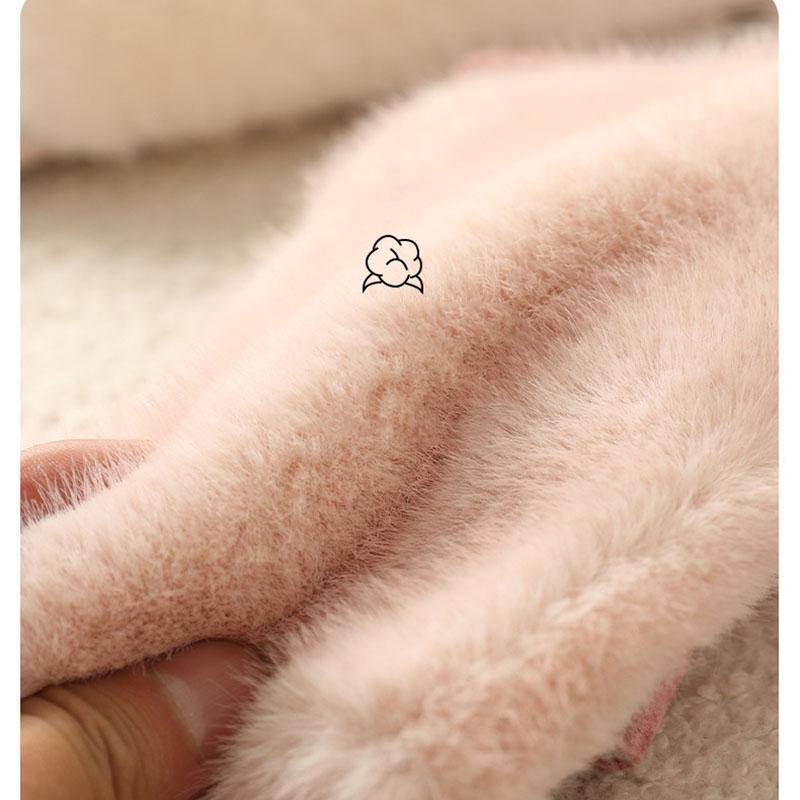 Conjunto Doble Moda Personalidad Ante Invierno Mantener Caliente Pantalla Táctil Guantes de Mujer Peludos Imitación Visón Terciopelo Guantes de Medio Dedo