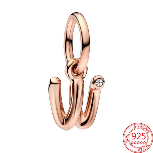 Argint Sterling S925 Charm Pandantiv Alfabet Script Litere A-Z Potrivit Brățară Originală Colier DIY Bijuterii