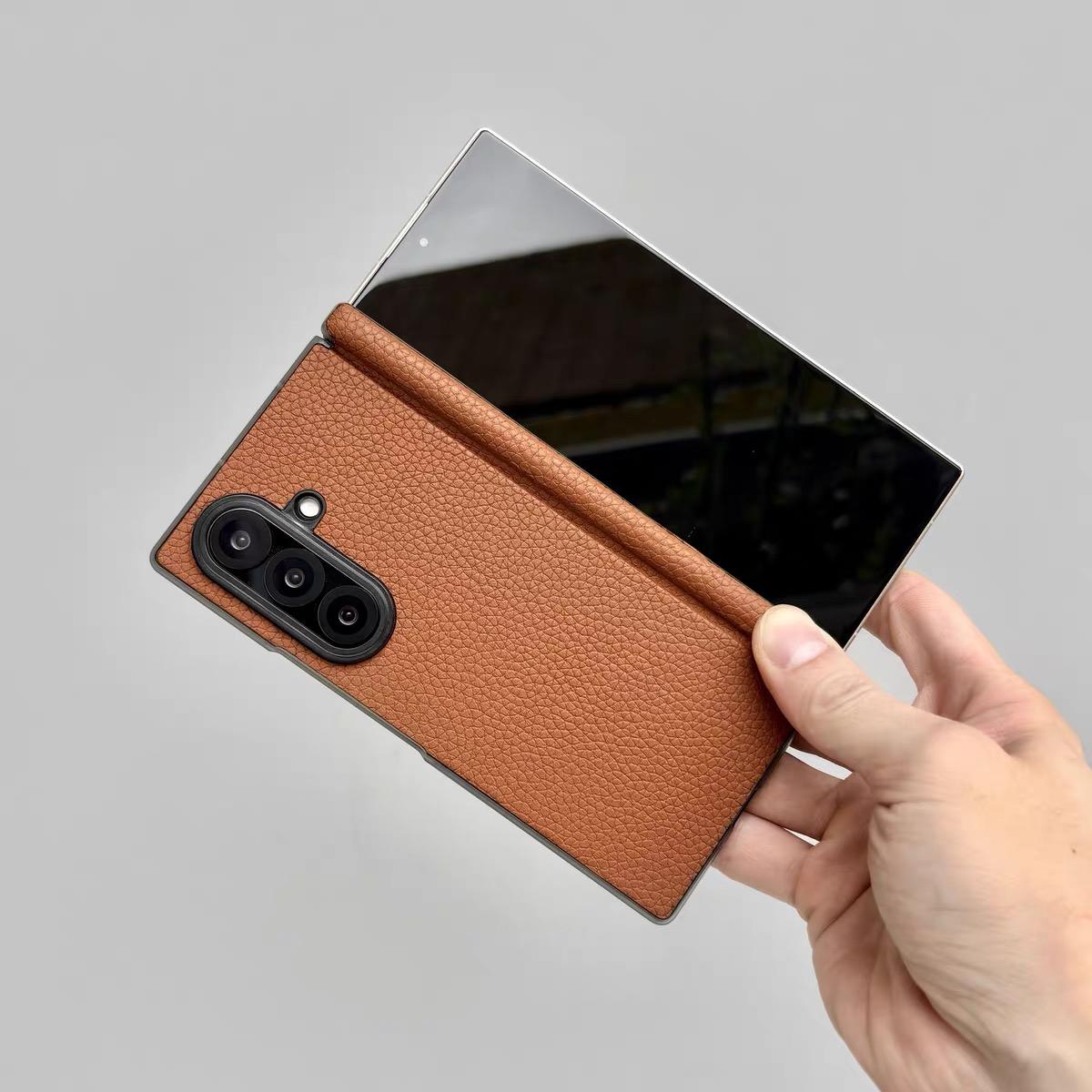 Genuine Cowhide Leather Magnetic Case for