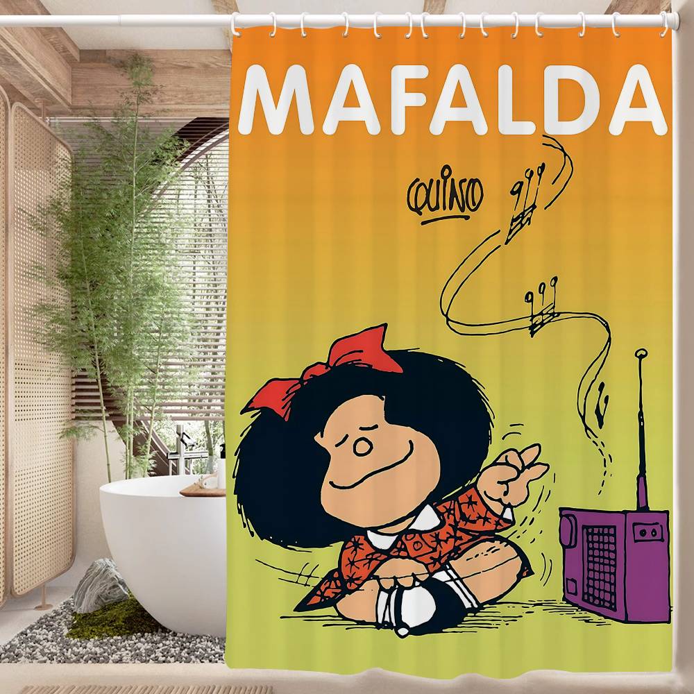 Cartoon Mafalda Bathroom Shower Curtain Shielding Partition Shower Curtain Quick Dry Can Be Scrubable Light Opaque Bath