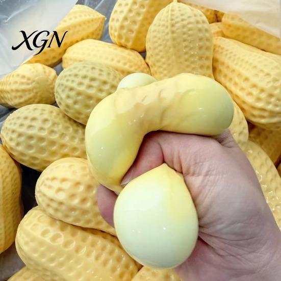 Cute Desktop Ornament Pinch Toy with Peanut Shape Stress Relief Soft Squeeze Non-rebound Sensory Fidget Non-Sticky for Kids
