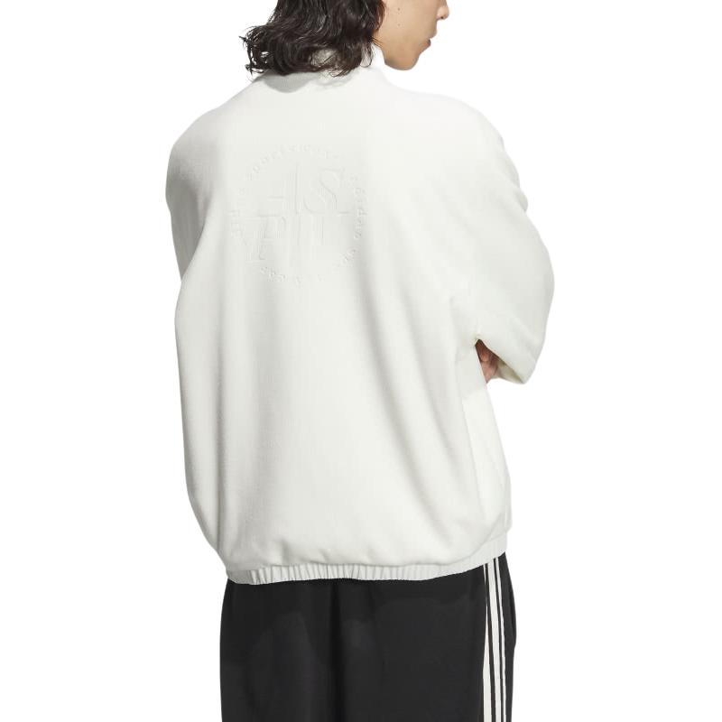 Adidas Logo Pattern Solid Color Stand Collar Windproof Casual Warm Jacket Unisex Jacket Light-Beige JI6654