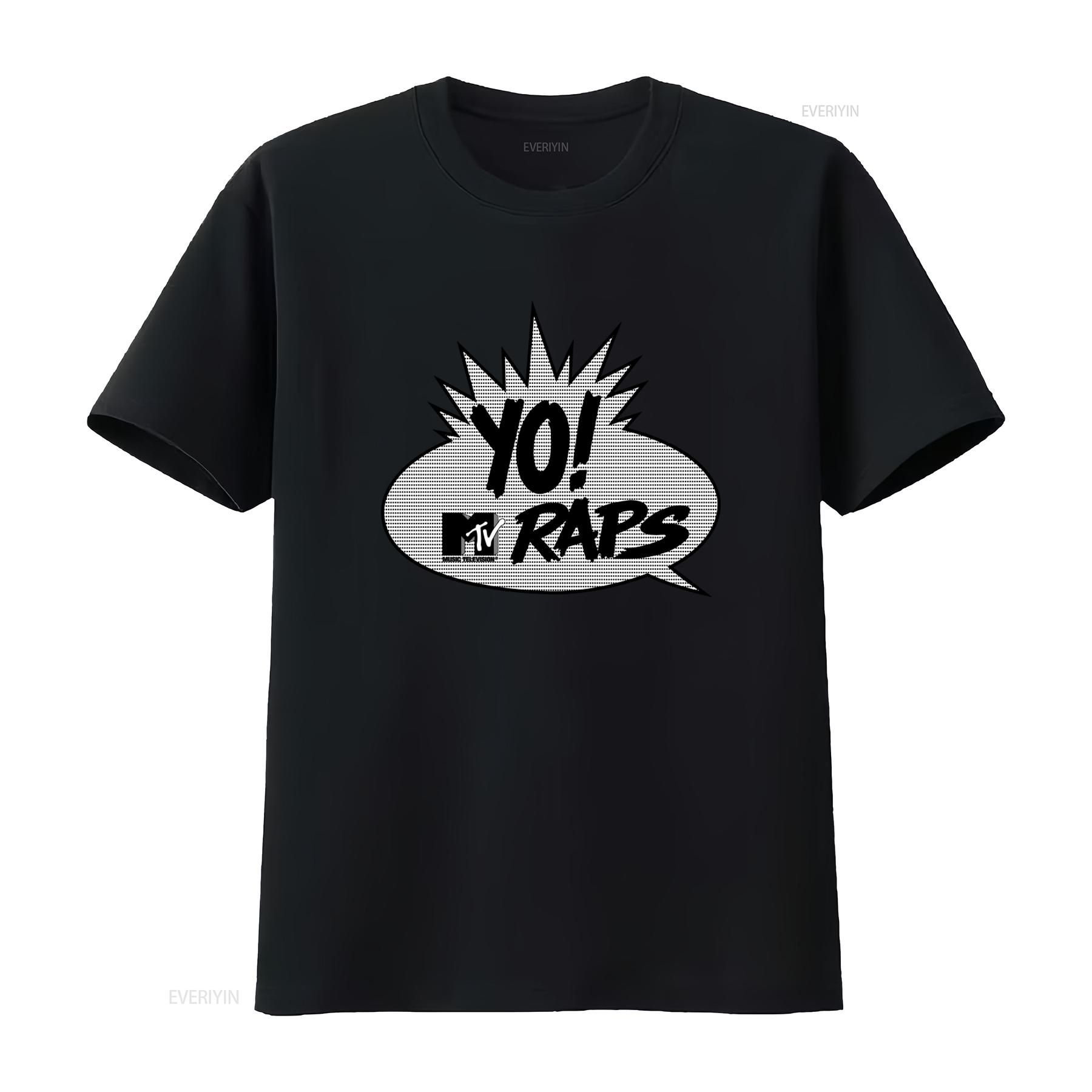

Mtv Yo Raps Tv Print T Shirt Hip Hop Style for Men vintage Washed Stylish Casual Versatile fashion Slightly Breathable Soft 4XL