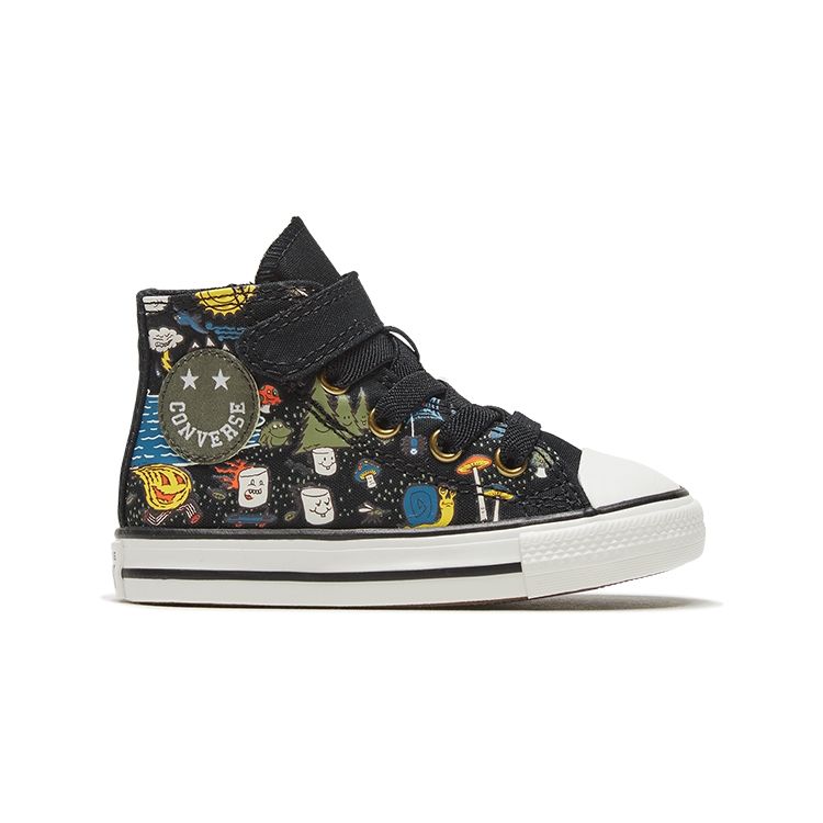Converse Chuck Taylor All Star 1V Cartoon Print High Top Canvas Shoes Baby Sneakers Black 767531C