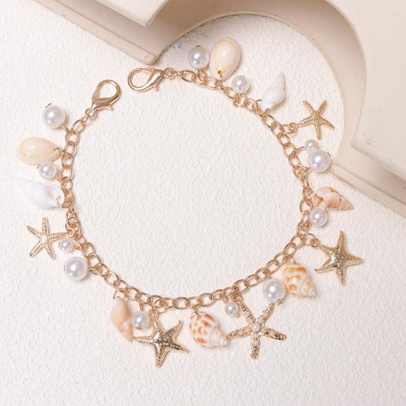 Lightweight Bag Accessory Shell Starfish Imitation Pearls Key Ring For Purse Or Phone Handmade Purse Accessories