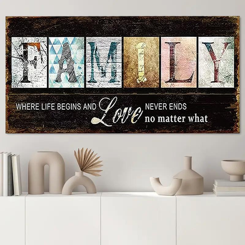 1 piece of family motto canvas wall painting - Life begins from now on, love never ends, inspirational home decoration painting
