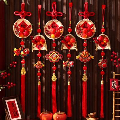 Traditional New Year Pendant Tassel Chinese Knot Spring Festival Pendant Fu Fish Bamboo Woven Wall Door Hanging Ornaments