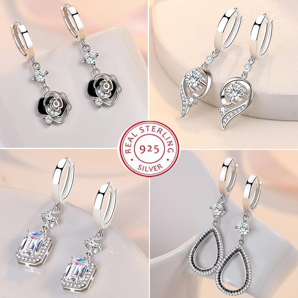 925 Sterling Silver Claws Stud Earrings with Crystal AAA CZ Stone Modern Design Fashion Versatile Accessories Women Jewelry
