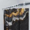 Luxury Marble Print Shower Curtain Set Black Gold Geometric Pattern Bathroom Decor with Rod Pocket for Home Bathing Room (69 x 7