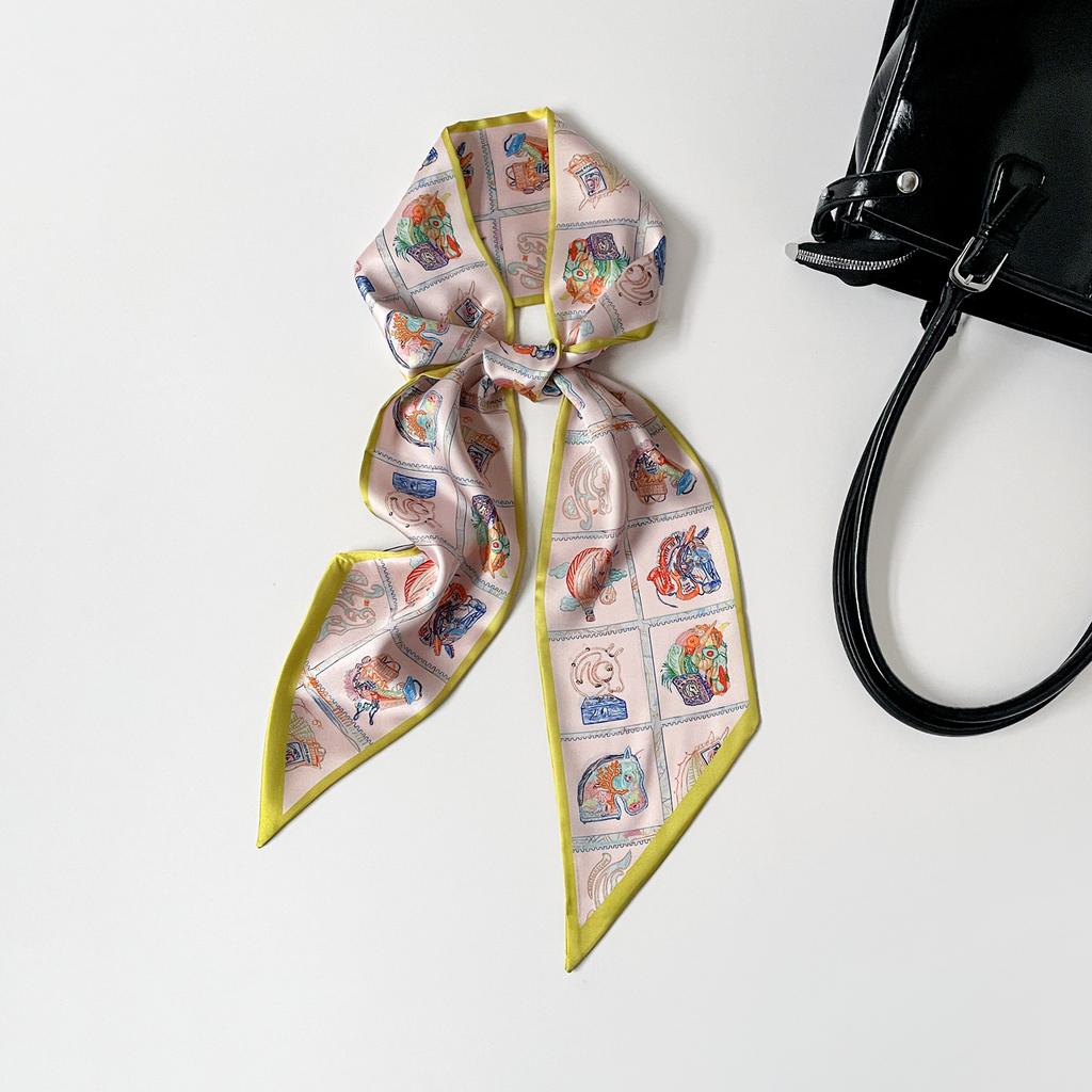 Double-layer scarf, streamer, women's cashew print silk scarf, long strip, high-end sense binding bag decoration, suit scarf, silk scarf wholesale