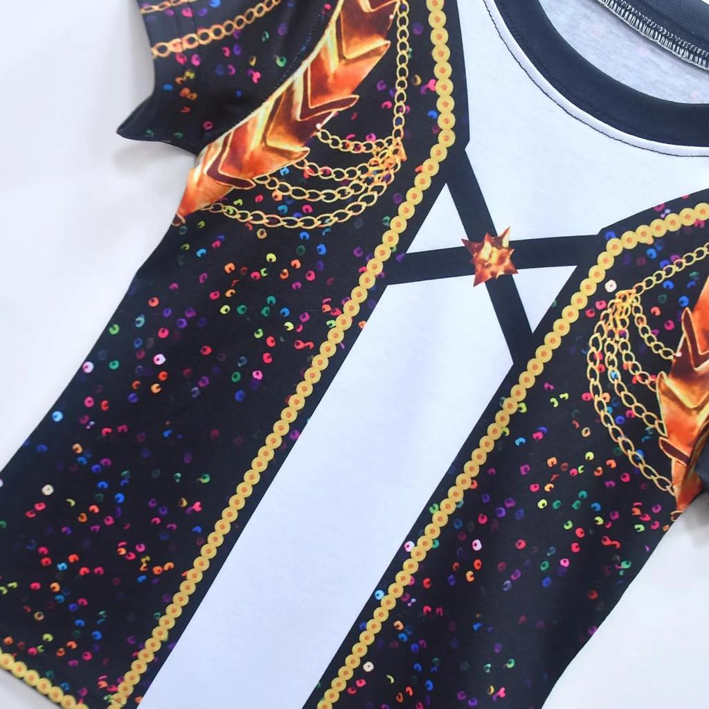 Children's Fashion Suit Skirt Round Neck Short Sleeve Top Pleated Skirt