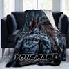 1PC Custom Name Warrior's Journey flannel blanket versatile,all-season throw suitable for the living room,bedroom,camping,travel,and gift