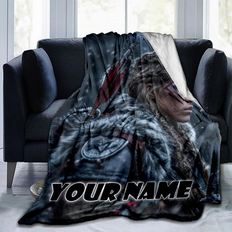 1PC Custom Name Warrior's Journey flannel blanket versatile,all-season throw suitable for the living room,bedroom,camping,travel,and gift