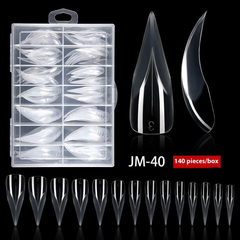 140 ks Zakřivené Stiletto Nehty Duální Forma Pro Poly Gel Na Nehty Prodloužení 3D Tvar Orlího Drápu Sochařské Nehty Formy s Plným Krytím