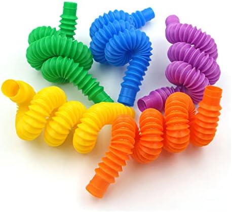 16 Pack Pop Tubes, Multi-Color Stretch Tubes Sensory Toys, Fidget Toys for Adults & Kids, Stress & Anxiety Relief Sensory Stretch Tubes