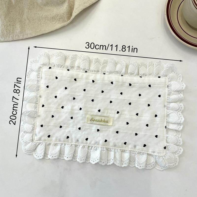 1Pc Placemat Rural Style Love Pattern Fresh Sweet Fabric Art Photography Props Coaster Originality Lace Trimmings Home Decor