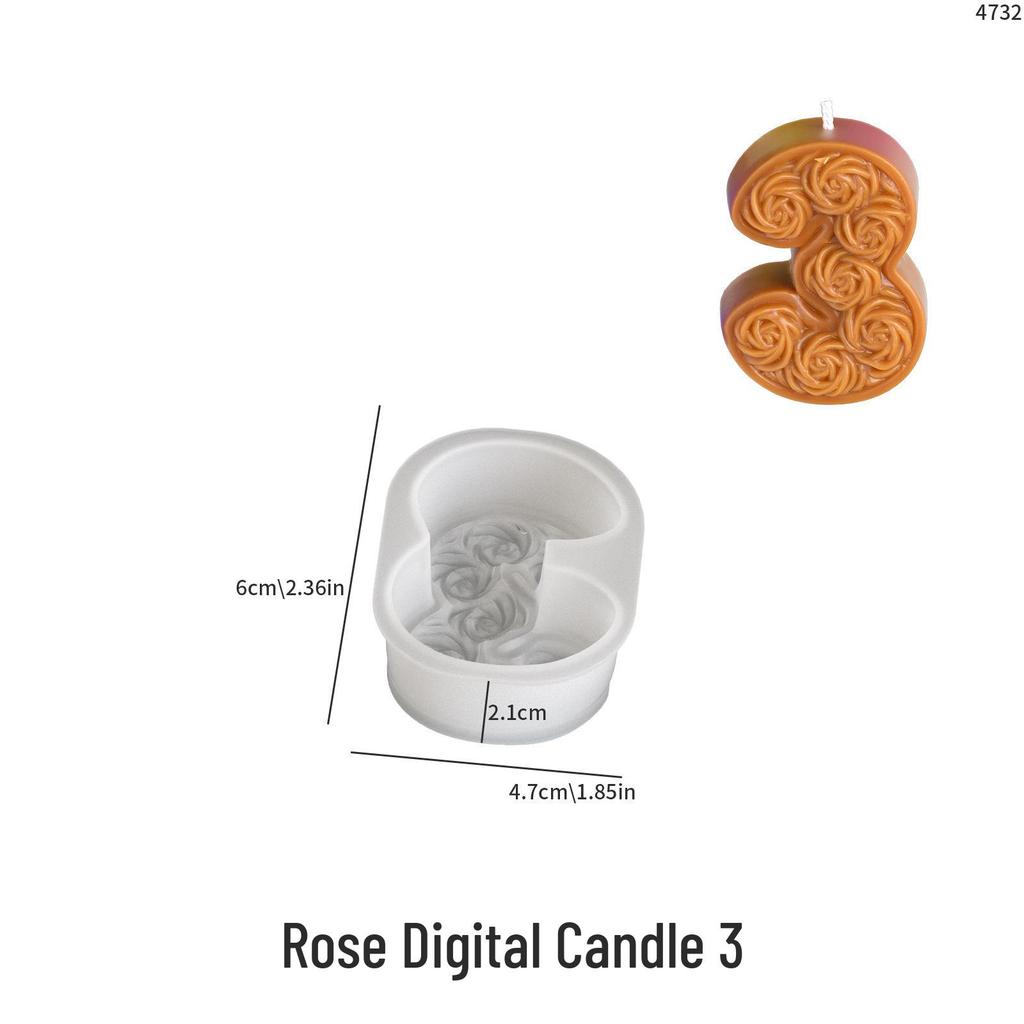 Poppy Rose Candle Ornament Mold: Silicone for DIY Incense, Plaster, Epoxy, Resin.