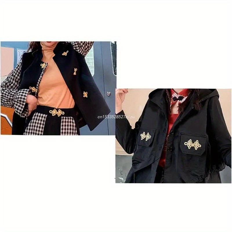 5PCS Gold Wire Chinese Cheongsam Button Dragonfly Knot Fastener Closures