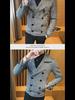 Men's Slim Double-Breasted Plaid Wool Trench Coat – Stylish Korean Suit Collar