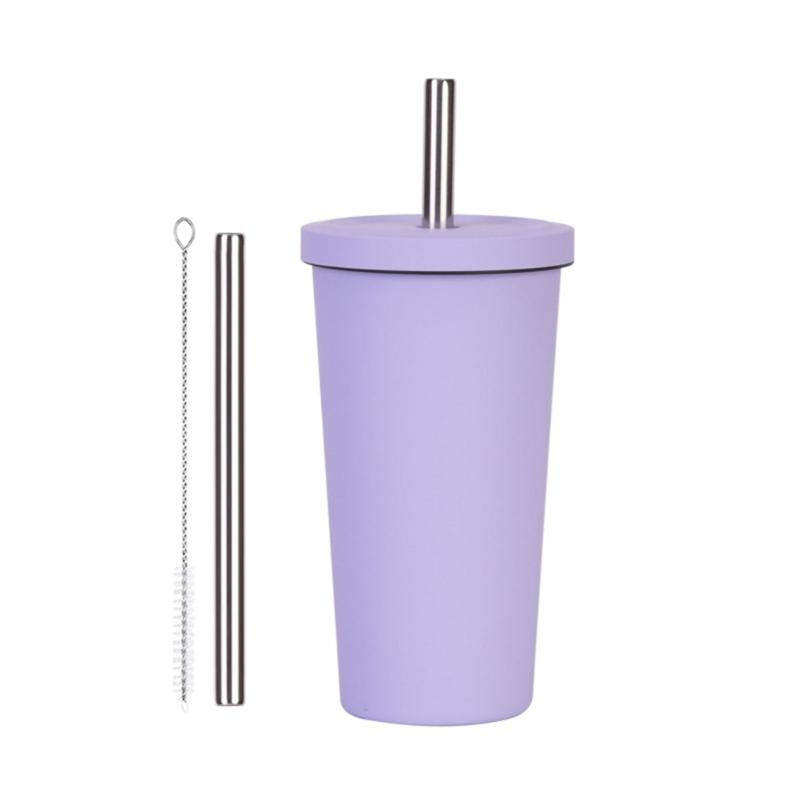 316L Stainless Steel Vacuum Insulated Tumblers With Leak Proof Straw Lid For Office Outdoor Travel Ergonomic Grip Cup