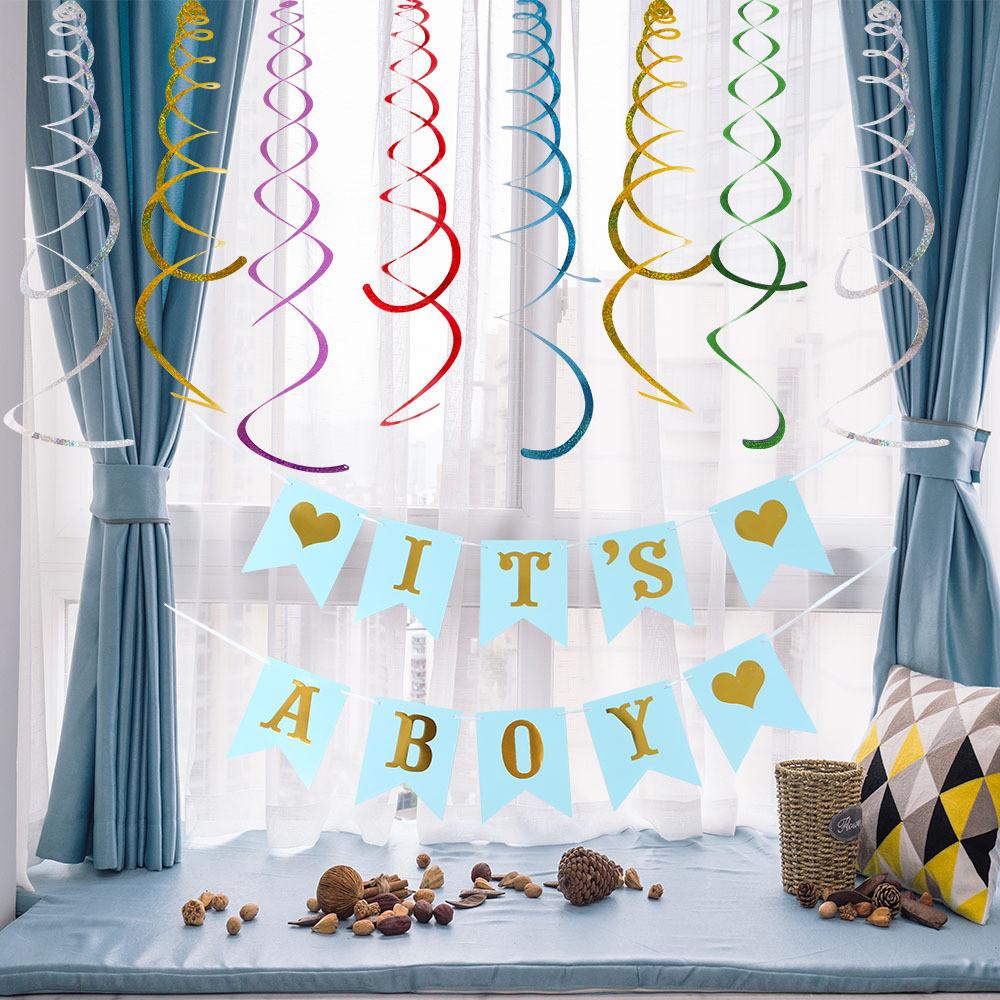 American Style Colorful Birthday Banner And Spiral Hanging Decorations For Parties