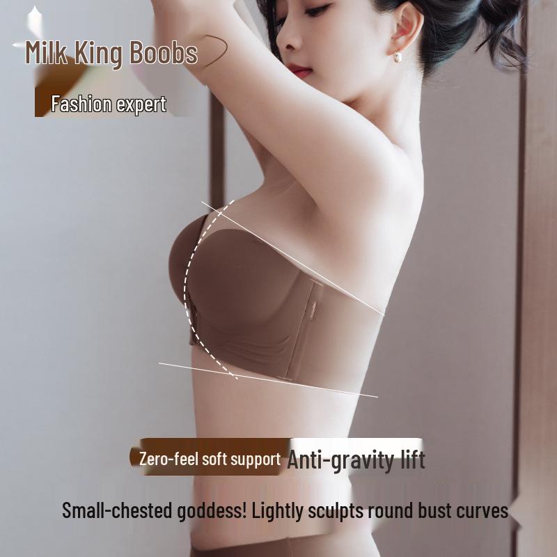 Strapless Gathered Push-Up Bra with Non-Slip Invisible Support