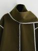 Autumn 2023 Women's Cross-Border Street Fashion Woolen Coat with Scarf Embellishments.