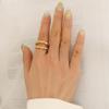 European Hammered Texture 18k Gold Titanium Steel Double Layer Index Finger Ring