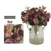 Retro Rouge Rose Beaded Floral Arrangement: Pastoral Home Decor Scene with Simulated Flowers