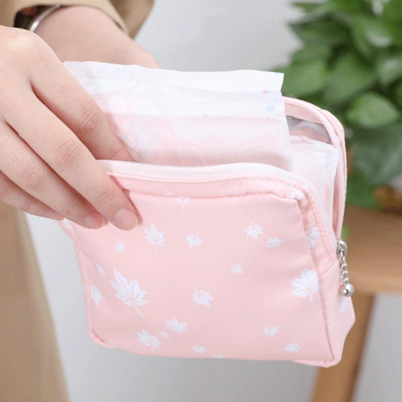 Dámské přenosné hygienické ubrousky na tampony úložný sáček Bavlněná cestovní taška na make-up Literární zip Peněženka na mince Ostatní úložný prostor