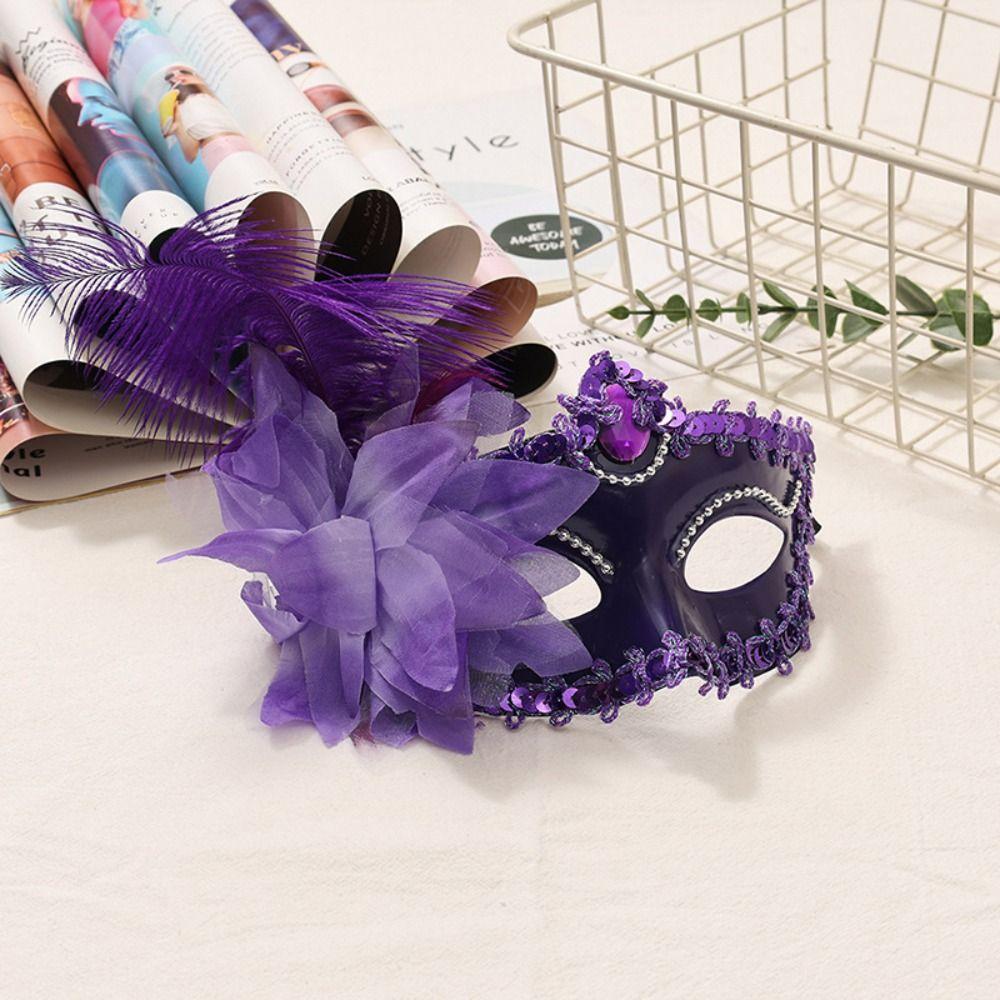 Flower Half-Face Mask Multicolor Masquerade Ball Mask Novelty Feather Mask  Costume Party