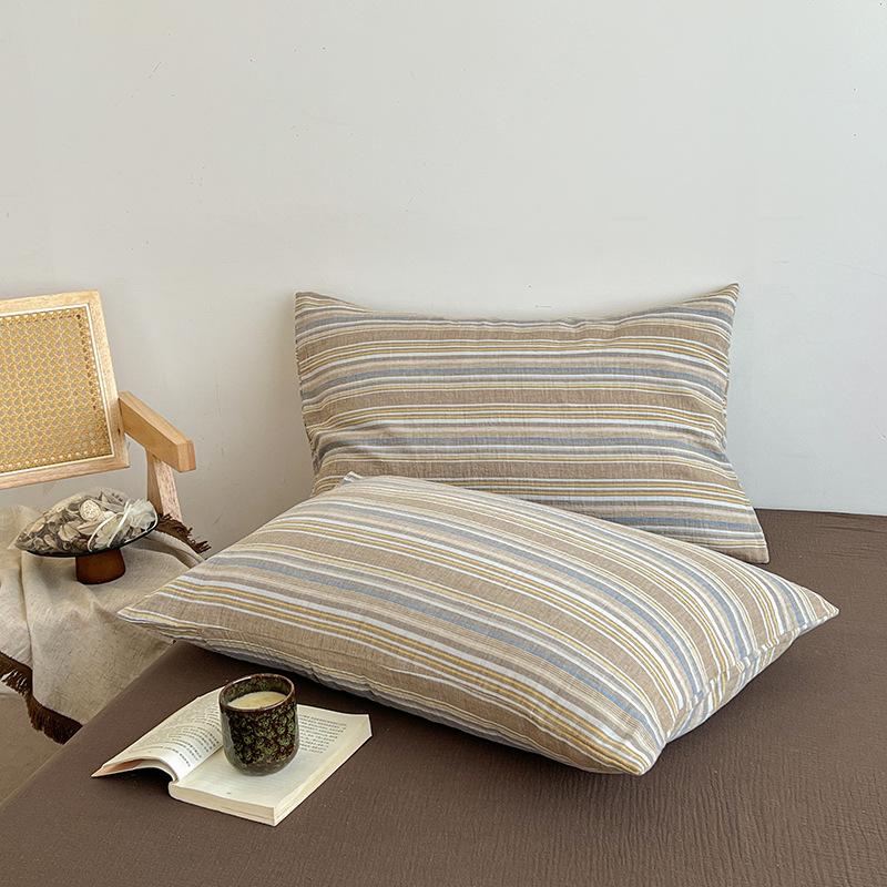 Extremely Home~ Simple Wind Striped Bed, Washed Cotton Sheet Quilt Cover Sheet Dormitory