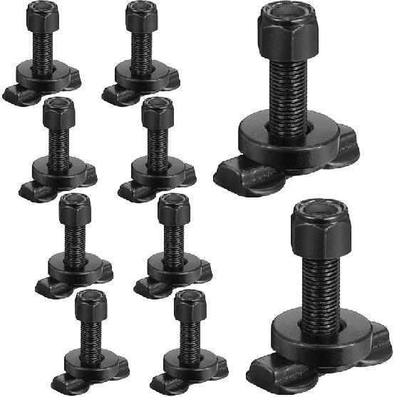 Therwen 10 Pcs L Track Double Lug Threaded Stud Nut Fitting Tie Down Bearing 5500 LBS Using With L Track Rail To Create Heavy Duty Bolt Down Anchor