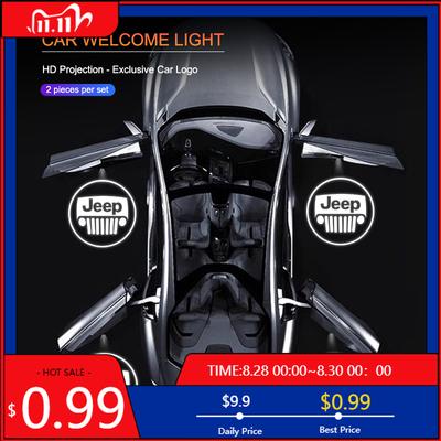 Porte-gobelets Porte de voiture Lumière d'accueil HD Lumière de projection d'emblème de voiture Pour Jeep Grand Cherokee Wrangler JK Gladiator Compass Renegad