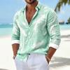 Men Loose Abstract Print Turn Down Collar Long Sleeve Casual Shirt