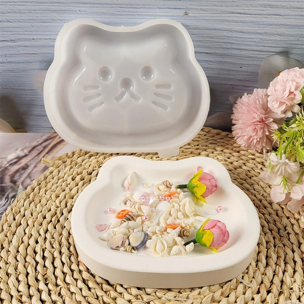 Silicone Mold 15.9x13.3x2.2cm Easy To Demold Cats Shaped Creative for Decorative Tray Pet Theme Decoration Mould