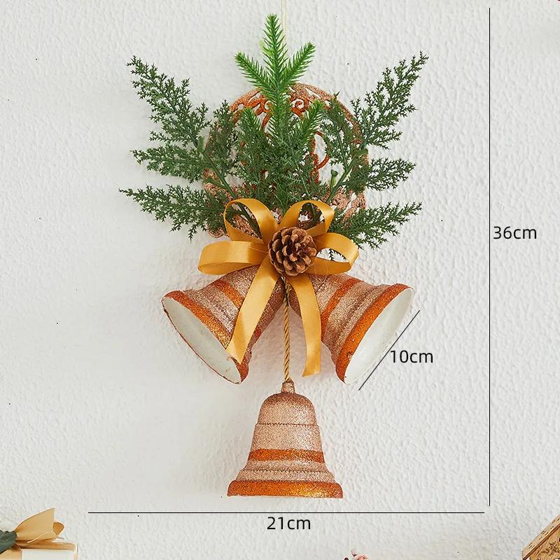 Christmas Lighted Bell Ornaments Hanging Large Jingle Bells Decorations for Tree with Holly Berry for Indoor Outdoor Christma