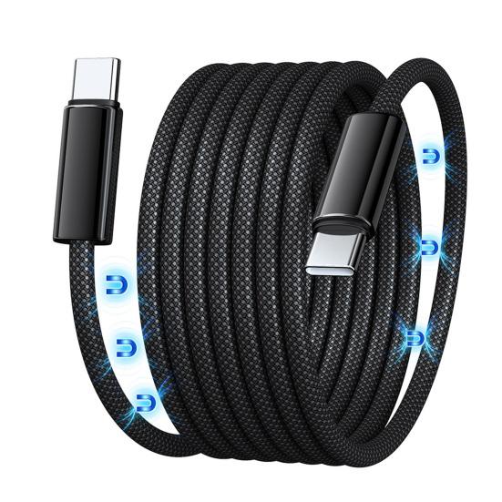 Magnetic Data Cable Braid USB C Cable Retractable Fast Charging Cable for IPhone Laptop Car Charger Travel