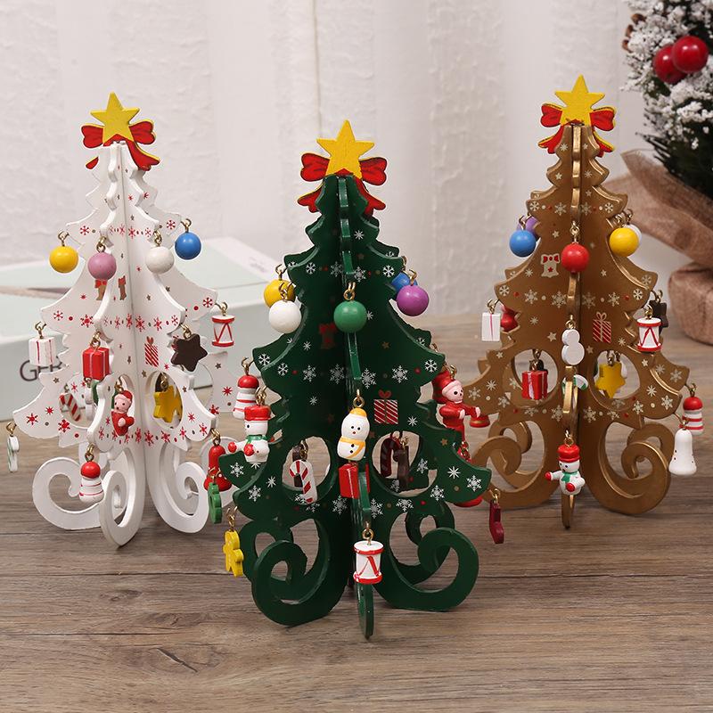 2025 Christmas Tree Children's Handmade DIY Stereo Wooden Christmas Tree Scene Layout Christmas Decorations Ornaments Hot