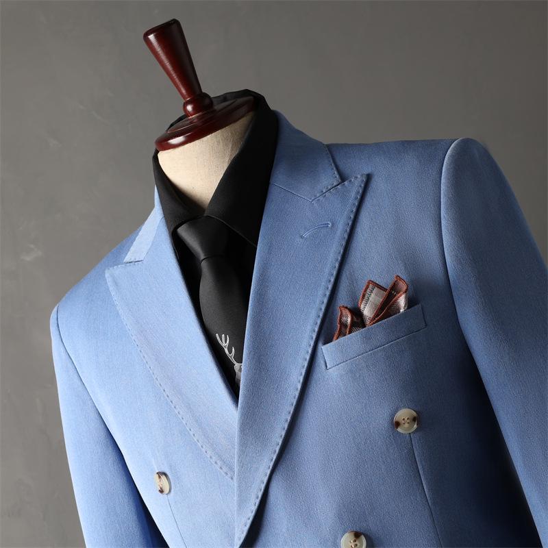 Men's Double-Breasted Three-Piece Suit for Weddings and Formal Events