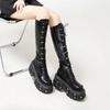 Fashion Women's Mid Calf Boots Padded Shoes Knee High Winter Sneakers Punk Style Military Casual White Black 2024 Lucury Platform Woman