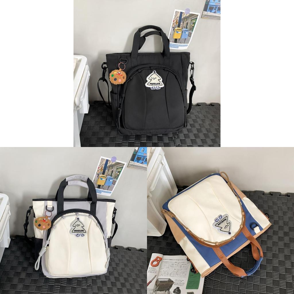 Nylon College Style Girl Backpack With Embroidery And Splicing For School Use