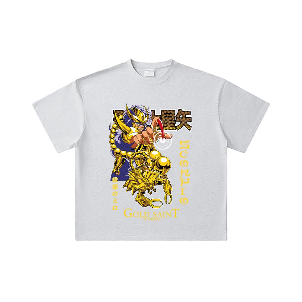 260 GSM Double Yarn 32 Count 100% Cotton Saint Seiya V24 Scorpio Print Unisex Heavy Cotton T Shirt… More