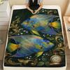 1PC Underwater World  Print FlAannel Blanket, High Quality Comfortable for All Seasons, Home Decor, Warmth and Comfort