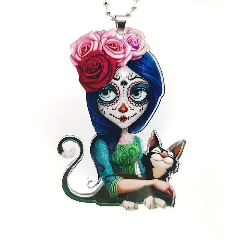 Cat Woman Delightful Acrylic Car Ornament Vibrant Interior Decor Accessory For Occasion Any