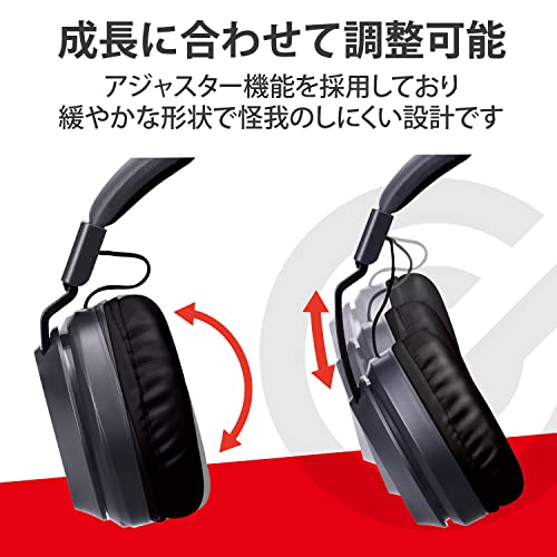 ELECOM Headset for Children, Low Volume Specification, Foldable [3.5mm Connection, 4 Pole] with Rotating Microphone Arm, Binaural, Black x Gray HS-KDG