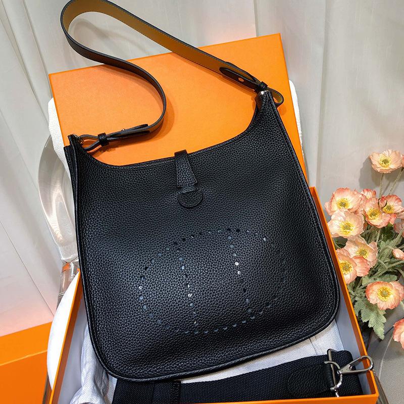 Spot Wholesale Top Layer Cowhide Evelyn Bag Genuine Leather Mini Bucket Bag TC Leather Mini Shoulder Crossbody Bag Tide